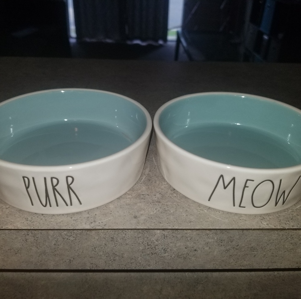 Rae Dunn Artisian Collection Cat Food Bowls